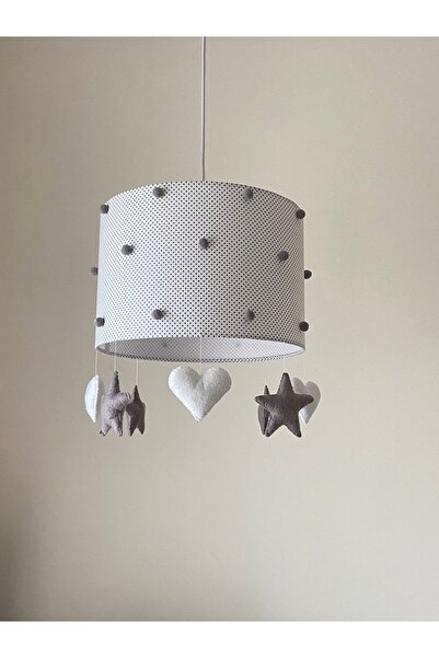 atölye ay ışığı Beyaz Gri Ponponlu Erkek Veya Kız Bebek Çocuk Odası Avize