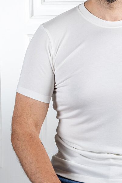 Sarar Sarar 0 Collar Modal Λευκό T-Shirt - Βασικό Συνέντευξη