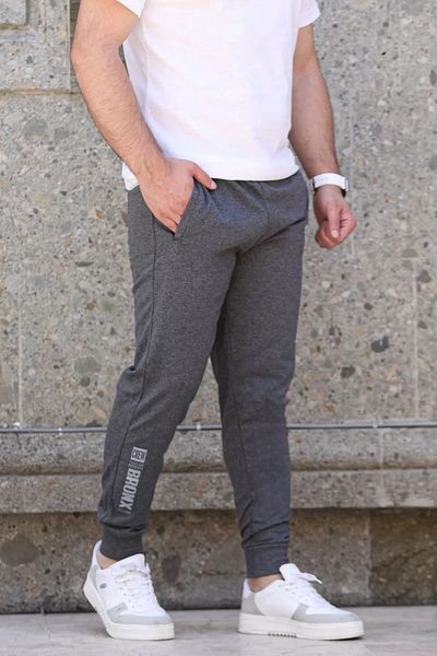 GÜLSELİ Ανδρικό Jogger Sweatpants - Anthracite printed και με ραβδώσεις στο πόδι