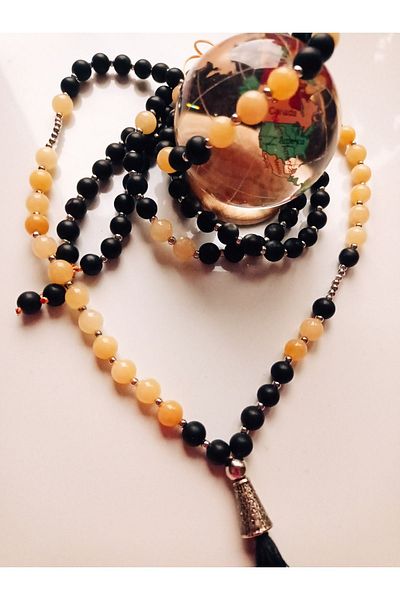PİRAMİGO 108 Model Sacral Chakra - Honey Calcite and Onyx Trowel and Bracelet for Women and Men