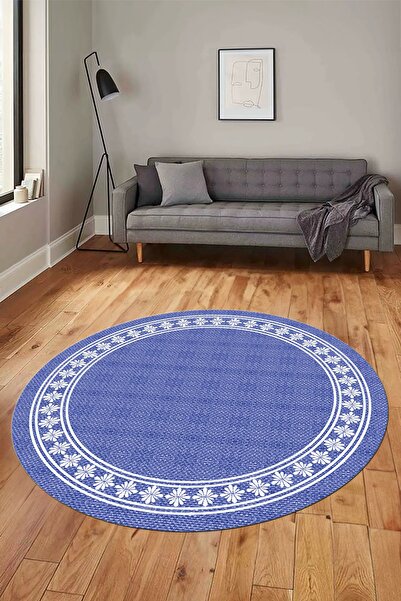 EY HOME Framed Jute-Wicker Pattern Non-Slip Base Washable Modern Round Kitche...