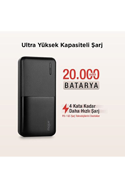Mojue PB10 20.000mAh 20W PD-QC USB-C iPhone Hızlı Şarj Teknolojili Akım Korumalı Powerbank