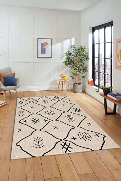 EY HOME Dijital Kaymaz Yıkanabilir İskandinav Desen Mutfak Yolluk Salon Halıs...