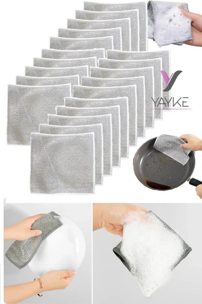 Yayke Double Layer Multi-Purpose Wire Cloth Microfiber Inox Cloth Wire Dish Cloth (4 Pieces)