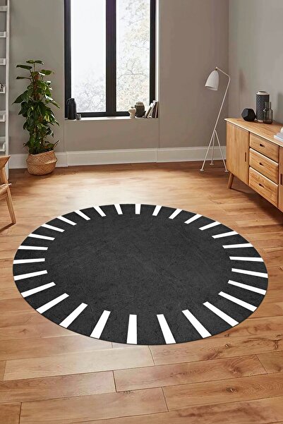 EY HOME Şık Yıkanabilir Kaymaz Taban Çerçeveli Yolluk Mutfak Yuvarlak Salon H...