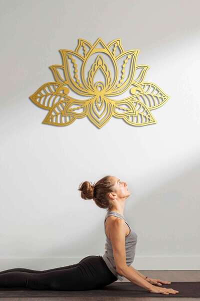 ABCPANO Metal Lotus Çiçeği Mandala Tablosu Dekoratif Ev Tablo Dekor Modern Çiçek Duvar Süsü Yoga Resim Pano