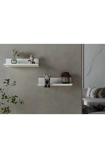 UYSAL FURNİTURE MODERN Duvar Rafı Beyaz  2'li Set
