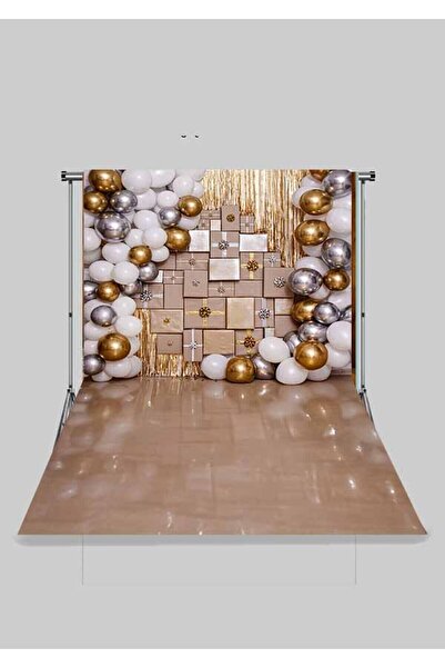 FONHANE 2x2.5 Mt Kumaş Üç Boyutlu Çocuk Fotoğraf Stüdyo Fonu - Gold Kutlama Fonu