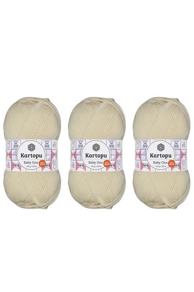 Kartopu Baby One Antipilling Νήματα Πλεξίματος Χεριών 100 gr 3 Τεμάχια Χρώμα K025 Κρέμα