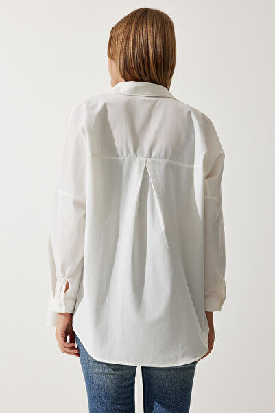 Modark Women's Black and White 2-Piece Oversize Long Basic Shirt