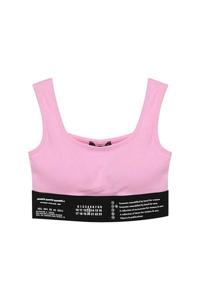 Quzu Pink Crop Top - Λεπτομερές εσώρουχο από καουτσούκ
