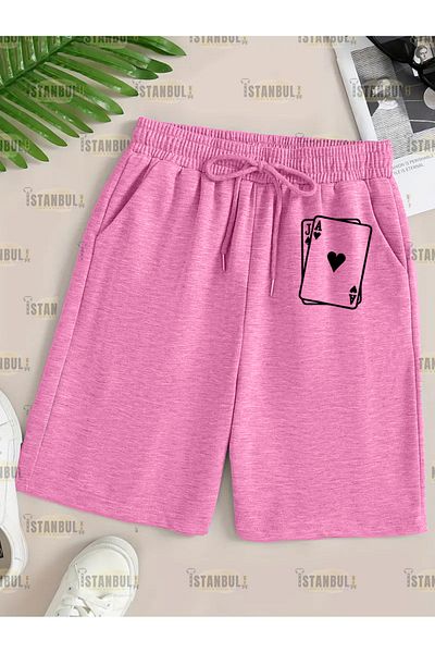 aynewmoda Мъжки къси панталони с джобове, стандартна кройка - с щампа на игрални карти