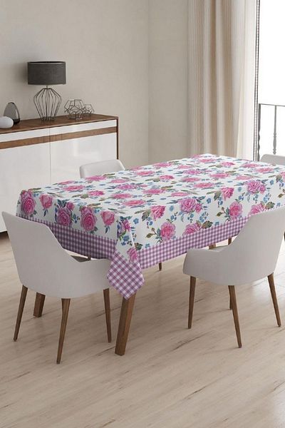 Çt Çeyizci Tekstil Față de masă unică rezistentă la pete 150x220 imprimată digital și cu model