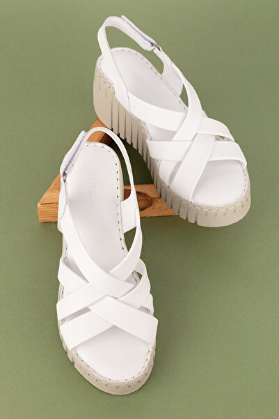 Gondol Hakiki Deri Anatomik Taban Dolgu Topuk Sandalet Slt.254