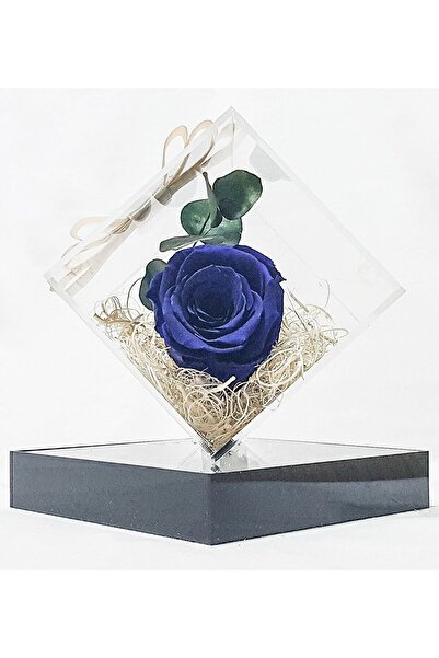 çiçekseli Floare cadou pentru decorarea mesei, albastru rubin, trandafir care nu se decolorează, eucalipt