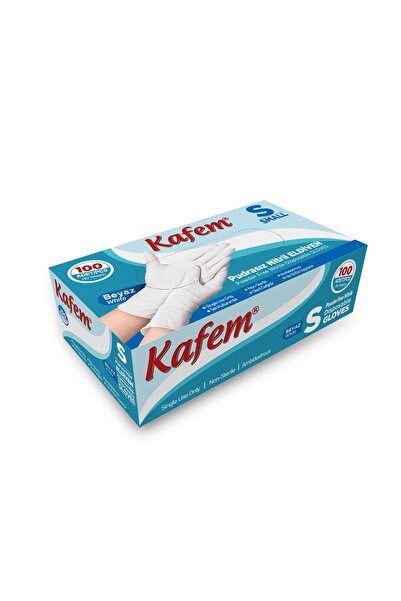 KAFEM Beyaz Nitril Eldiven Pudrasız (S) 100 Lü