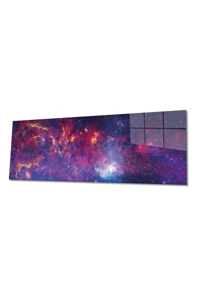 Space & Stars Galaxy View Panoramic Glass Painting, Home Office Wall Decor Gift Tempered Glass
