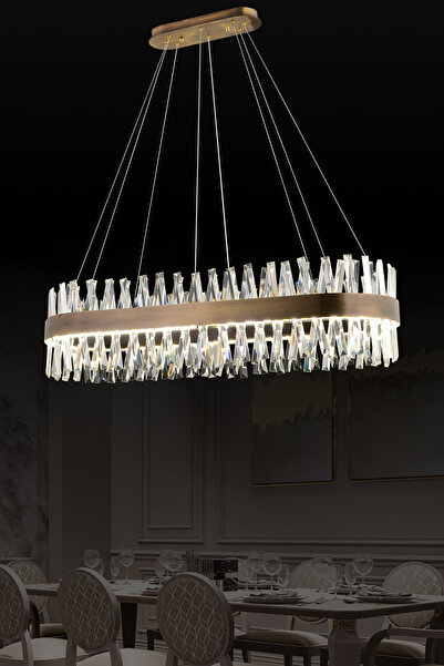 RONİSU AYDINLATMA Taşlı Yemek Masası Avize Led Avize Kristal Taş Salon  Avize