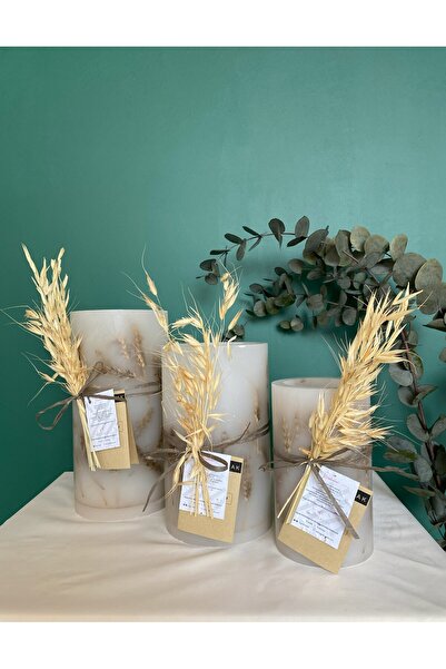 GRİKOZALAK BUĞDAYLI SİLİNDİR TEALİGHT 3'LÜ TAKIM