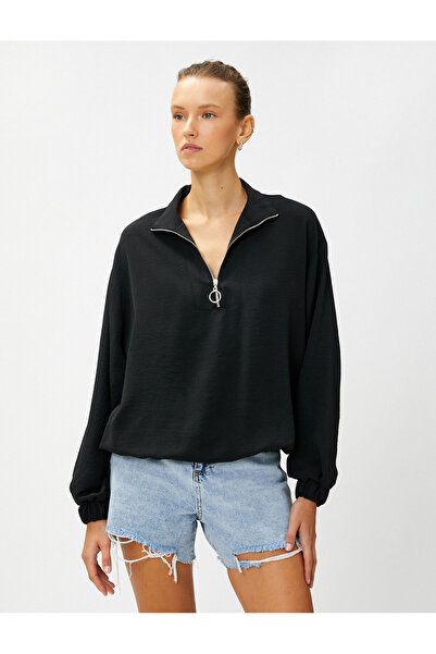 Koton Halenka s polovičním zipem s detaily v pase