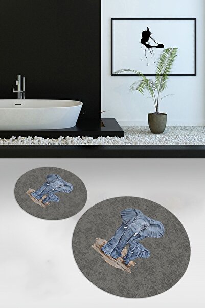 Kilimteks Ψηφιακό τύπωμα τεμάχια Αντιολισθητικό Πλενόμενο Σετ μπάνιου με σχέδ...