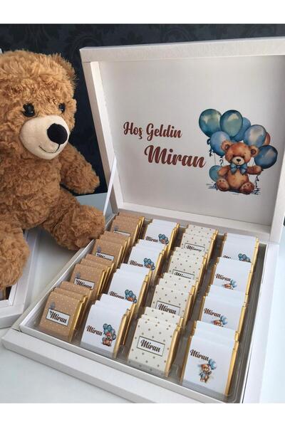 Minemiss Tasarım Lüks Kutulu Isme Özel Tasarımlı Kız-erkek Bebek Çikolatası 5...