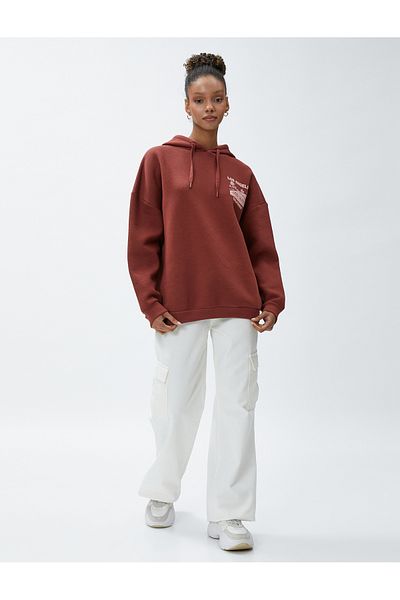 Koton Φούτερ με κουκούλα Oversize πίσω με στάμπα μακρυμάνικο