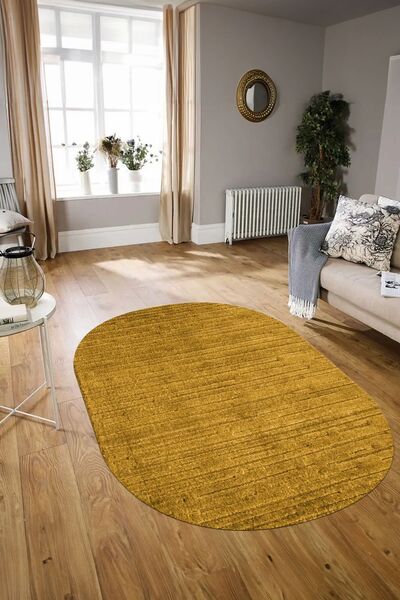 Kilimteks Dijital Baskılı Kaymaz Taban Yıkanabilir Sade Oval Yolluk Mutfak Sa...