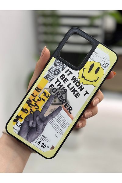 Go Aksesuar حافظة سيليكون متوافقة مع هاتف Xiaomi Redmi 12 بتصميم مرآة مع حواف