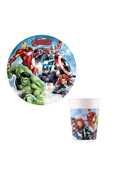 kidspartim Avengers 8-Piece Hero Plate Glass Set
