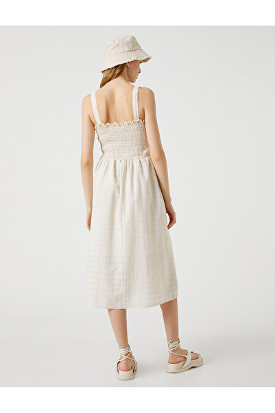 Koton Μίντι Φόρεμα Λουράκι από βαμβακερό τετράγωνο λαιμό Gipelli