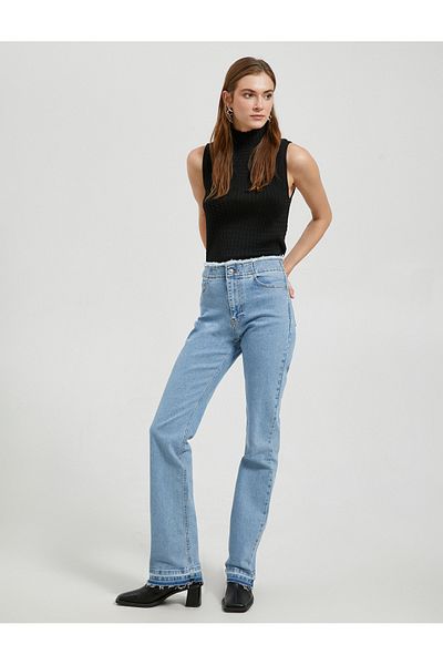 Koton Turtleneck Tank Top Sleeveless with Knitted Motif