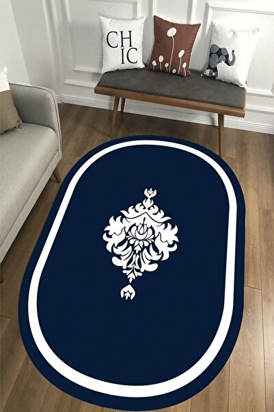 Alkilim Dijital Baskılı Dekoratif Kaymaz Yıkanabilir Oval Salon Halısı Mutfak...