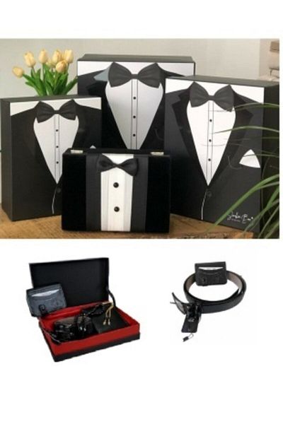 Benim Çeyizim 3-Piece Groom Bundle Box + Shaving Box Wallet Belt Set Rosary