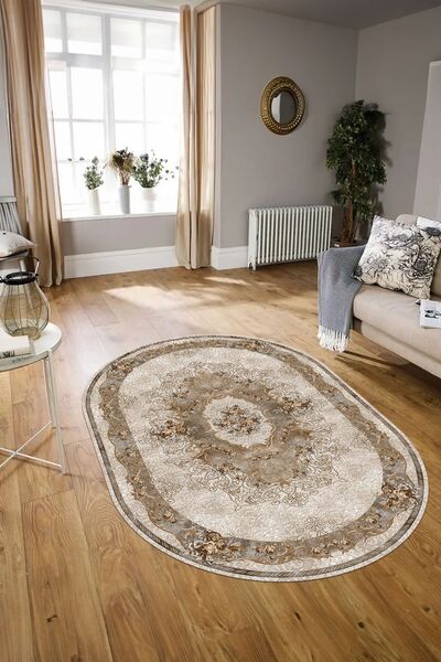 Alkilim Dijital Baskılı Kaymaz Yıkanabilir Klasik Oval Yolluk Mutfak Salon Ha...
