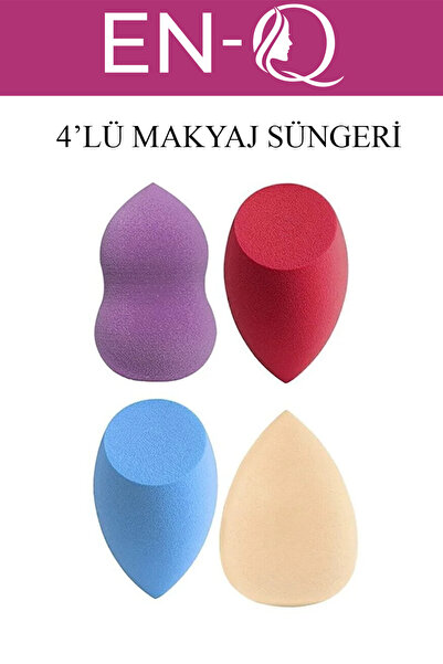 ENQ 4LÜ Balık Makyaj Fırça Seti - 4Lü Makyaj Süngeri - 2Li Pudra Süngeri