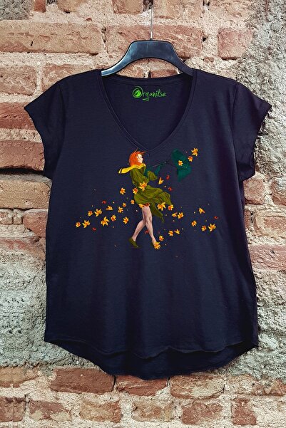 SCUBAPROMO الخريف العضوية المطبوعة المرأة السوداء عارضة تي شيرت