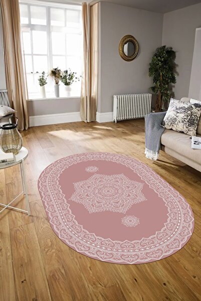 Alkilim Dijital Baskılı Kaymaz Yıkanabilir Klasik Oval Yolluk Mutfak Salon Ha...