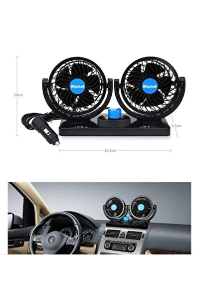 Tiger Marketing 12 Volt Araç Içi Torpido Üstü Çift Fanlı Oto Vantilatör 360° ...