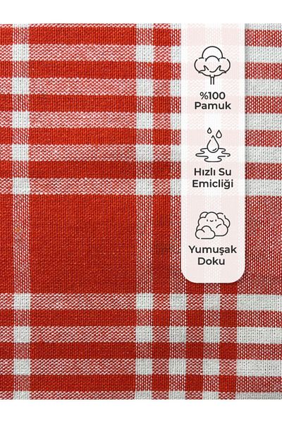 Tuable Pöti Red Checkered Drying Cloth, Nutrition Cover, Serving German Napkin and 45X70 cm Kitchen Towel
