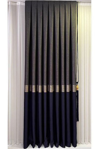 Fon Dünyası Panel Background Curtain Anthracite Navy Blue (Single Wing)