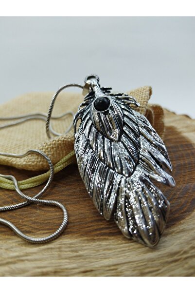 Balzamin Design الفولاذ المقاوم للصدأ المنجد النسر ريشة نموذج أمريكي أصلي فضي اللون لامعة قلادة الفولاذ المقاوم للتشويه