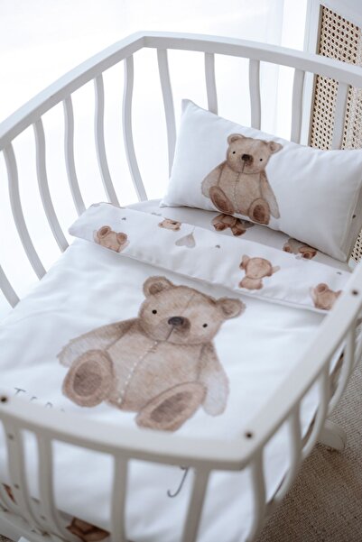 NOU طقم غطاء لحاف جانبي للأم من Fluffy Bear (60x100) - دب رقيق