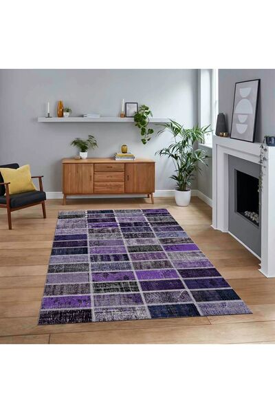 Viyana Home Dijital Baskılı Kaymaz Taban Yıkanabilir Patchwork Yolluk Salon H...