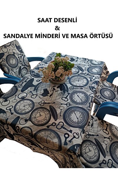 Mor Minder Sandalye Minderi ( 6 Adet )  Masa Örtüsü (120x180) 4 CM SÜNGER Fer...