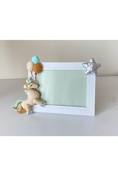 atölye ay ışığı Krem Renk Unicorn Figürlü Avize Abajur Çerçeve Seti Erkek Veya Kız Bebek Çocuk Odası