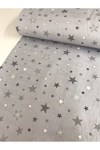 Bebek Özel Cotton Children's Fitted Sheet 90x190 New Gray Starry