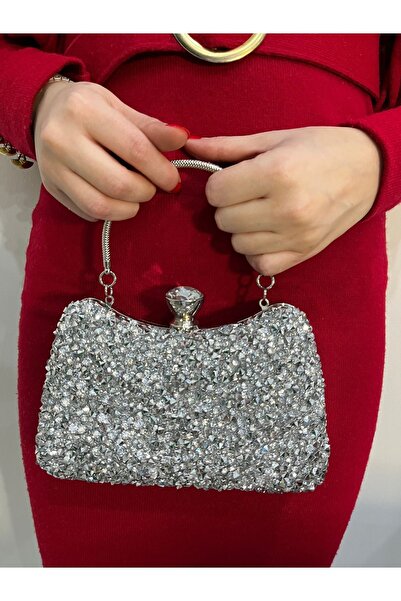 GÖNÜL TAŞLI ABİYE GRİ ÇANTA