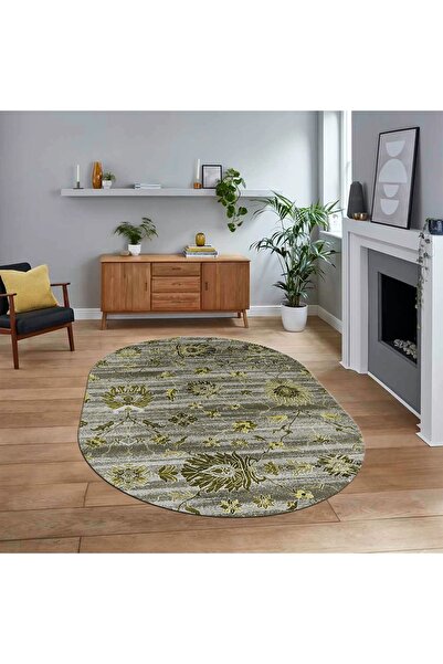 Viyana Home Dijital Baskılı Kaymaz Taban Yıkanabilir Oval Modern Yolluk Salon...