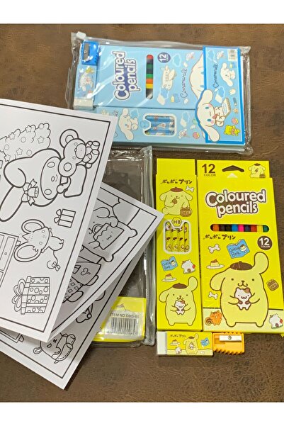 Meyra Accessories Sanrio 12-Piece Stationery Set - 6-Piece Pencil, Eraser and Shaving Cinnamoroll Pompompurin
